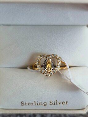 Cynthia Rowley Sterling silver Virgin Mary Cubic Zirconia Ring Size:6